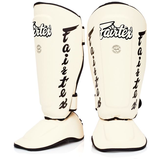 (Large, SP7 - White) - Fairtex Muay Thai Shin Guards SP3 SP5 SP6 SP7 Shin Protection for Muay Thai MMA K1