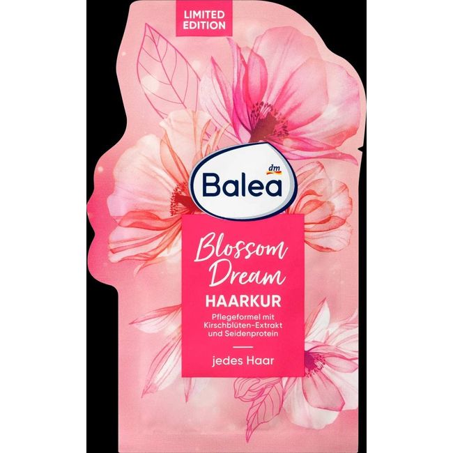 Balea Limited Editon Sınırlı Sayıda Blossom Dream Haarkur Kiraz çiçeği özü ve ipek proteini içeren saç maskesi kremsi doku Esneklik ve parlaklık için