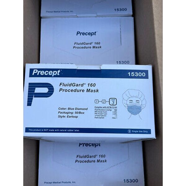 Precept FluidGard 160 procecure Surgical Mask  - 50/Box -  - Blue Diamond -