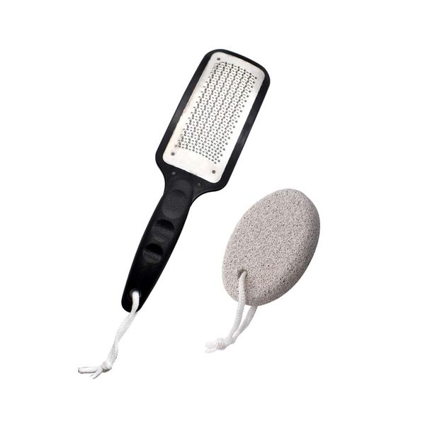 The Original Pumice Stone for Feet and Foot File Set – Rust-Resistant Stainless Steel Foot Scrubber, Scraper, or Callus Remover and Stone Help Smooth Rough, Dry Heels and Feet – Spa and Pedicure Items