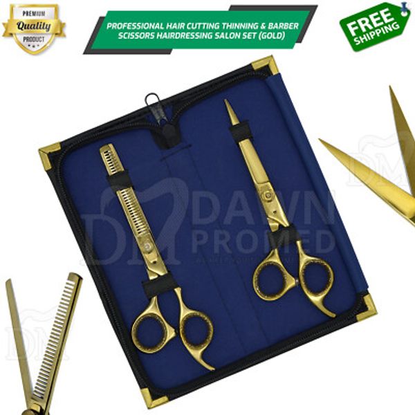 Professional Hair Cutting Thinning Scissors Barber Shears Set 6.5" Gold German G
