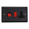 Varilight 45A Cooker Panel with 13A Double Pole Switched Socket Outlet (Red Rocker) Matt Black