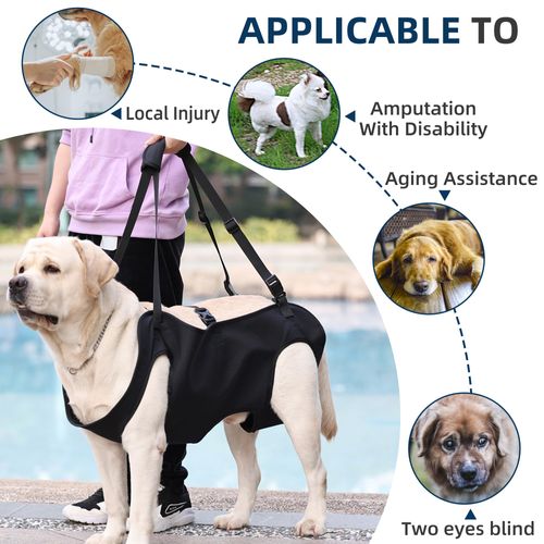 Dog Lift Harness,Full Body Dog Sling Carrier with Handle,Total Body Support for Dogs,Pet Dog Leg Support Sling Adjustable Retractable Breathable Lift Harness (M)