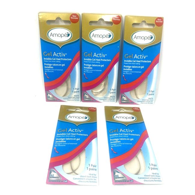 Amope GelActiv Invisible Gel Heel Protectors, Size 5-10 (Pack of 5)