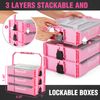 Pink Cordless Drill Driver with Toolbox 43PC wi/8V Lithium-ion Power Drill&Bits