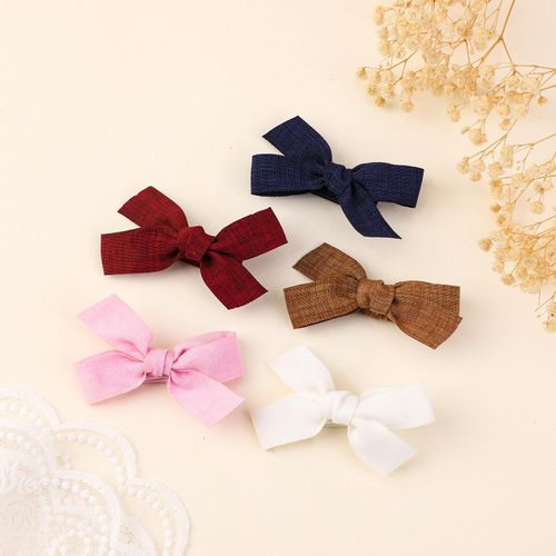 Adorable 2pcs White Hair Bow Clips for Baby-Girls - Boutique Barrettes for Toddlers and Kids with Fully Lined Clips（Black）