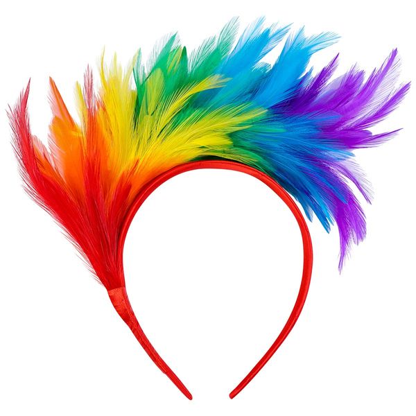 Lurrose Colorful Feather Headband Fascinator Headband Cosplay Hair Hoop Carnival Party Headdress for Easter Day