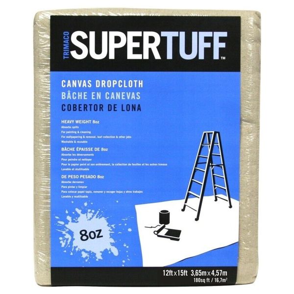 NEW Trimaco 58903 SuperTuff Canvas 12 Ft. x 15 Ft. 8 Oz.  PAINTERS  Drop Cloth