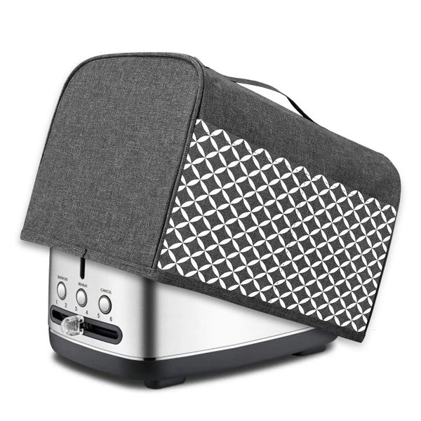 Yarwo 2 Slice Toaster Cover with Pockets and Top Handle, Nylon Toaster Cover Fits for Most Standard 2 slice Toasters, Gray with Grid