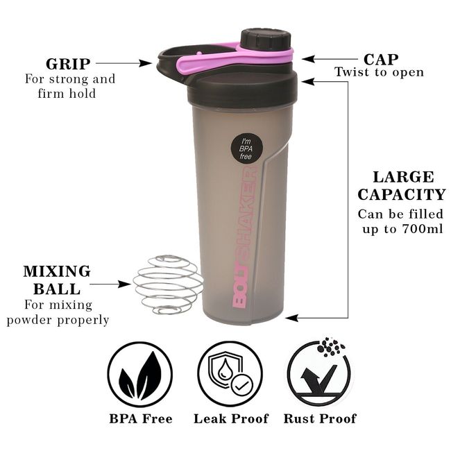 Gym Shaker with mixer ball, Leak Proof, BPA Free