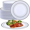100 Pieces Party Plates Disposable Dinnerware Set 50 Guests Disposable Plastic D