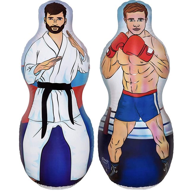 Inflatable 5 Foot Tall Karate and Boxing Punching Bag | Two Sided Bop Bag for Boys, Girls and Kids of All Ages