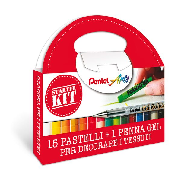 Pentel PTS Starter-Set für Stoffe, 15 Stück und permanenter Gel-Roller