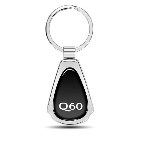 iPick Image for Infiniti Q60 Black Dome Chrome Metal Teardrop Key Chain