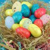 66PCs Easter Foam Eggs, Speckled Artificial Bird Eggs, Glitter Decorative Easter Eggs, Easter Craft, Bonnet Decoration