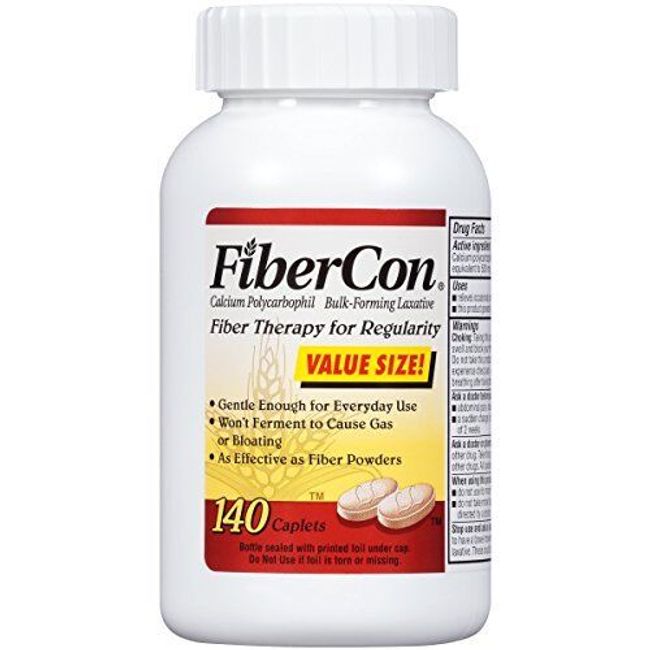 3 Pack Fibercon Fiber Therapy For Regularity Supplement 140 Caplets Each