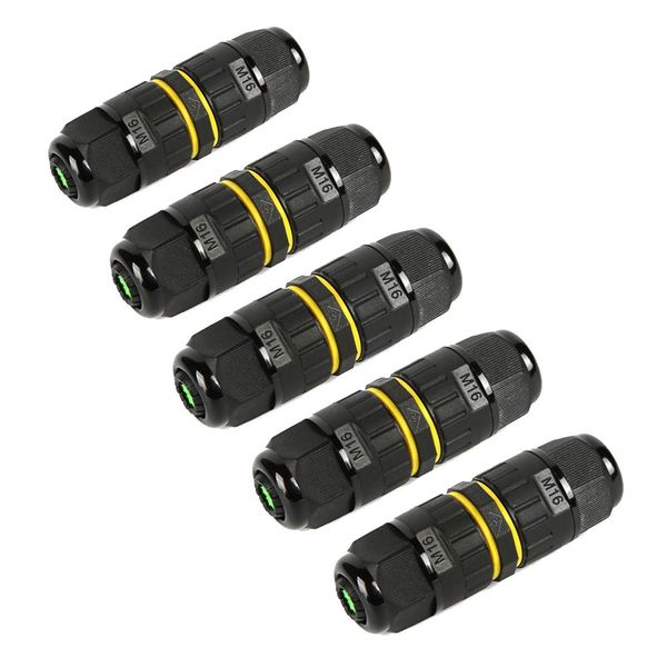 IP68 Outdoor Waterproof Junction Box Electrical Cable Connector, Easy to Install, UL ,M16 for Ø 3.5-10mm Wire Range(AC 400V, 17.5A),2 Way 3Pin 5Pack