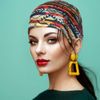 4 Pieces Satin Lined Sleep Cap Double Layer Silk Sleeping Bonnet Slouchy Beanie Slap Hat for Women Curly Hair (Orange, Blue Leaves, Orange Grid, Black Spiral)