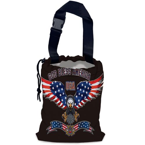 NHNXHWIA Bald Eagle Car Trash Bag,American Flag Hanging Drawstring Car Garbage Bag, Waterproof Canvas Car Back Seat Organizer with Adjustable Buckle, for Vehicles, SUVs, Camping, Road Trips
