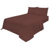 Voice7 Non Iron Chocolate 4pc Sheets Set (Fitted Sheet + Flat Sheet + Pillow Cases Pair) Percale Super Poly Cotton Bedding Sets (Chocolate, Double)