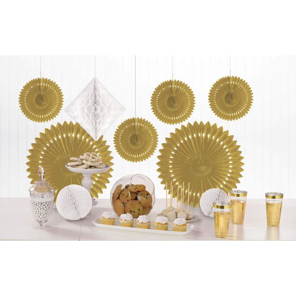 amscan Glam Party Paper Decorating Kit (Gold) - 9 pcs