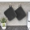 Ritz Terry 100% Cotton Potholders - Heat Resistant, Ergonomic Grip, Machine Washable - Graphite, 2-Pack