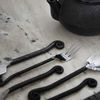 Gourmet Settings 20-Piece Flatware Treble Clef Collection Black Silverware Cu...