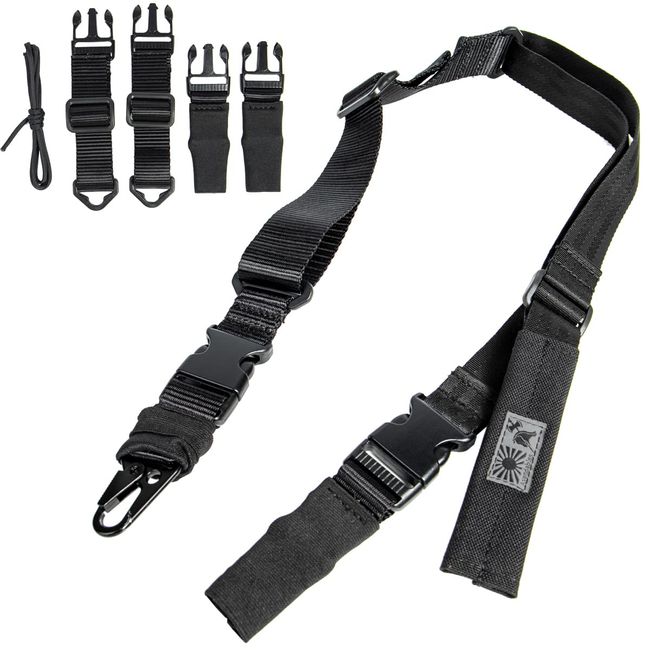 Avendables Airsoft Sling Quick Adjust Sling Belt Airsoft Military Single Point Support 2 Points (Black)