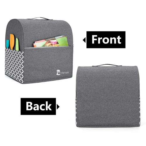 Yarwo Stand Mixer Cover, Protective Dust Cover with Top Handle and Pockets for All 4.3 Litre and 4.8 Litre Stand Mixer, (Small, Grey with Oval Pattern)