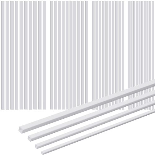 Outus 80 Pcs ABS Plastic Tube White Bars Rod Hollow Tubing Connector Plastic Rod for DIY Crafts Sand Table Architectural Model Making, 4 Sizes (Square)