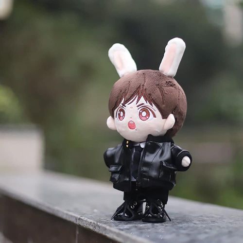 niannyyhouse 7.9 inches (20 cm) Doll Clothes, Plush Suit, Leather Jacket, White Shirt Tie, Trousers, Cotton Doll Clothes, Dress Up (black)