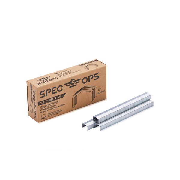 "Spec Ops Tools 1/4"" Staples for M8 & M8E Plier Stapler, 5,000 Pack, 3% Donated to Veterans", Silver