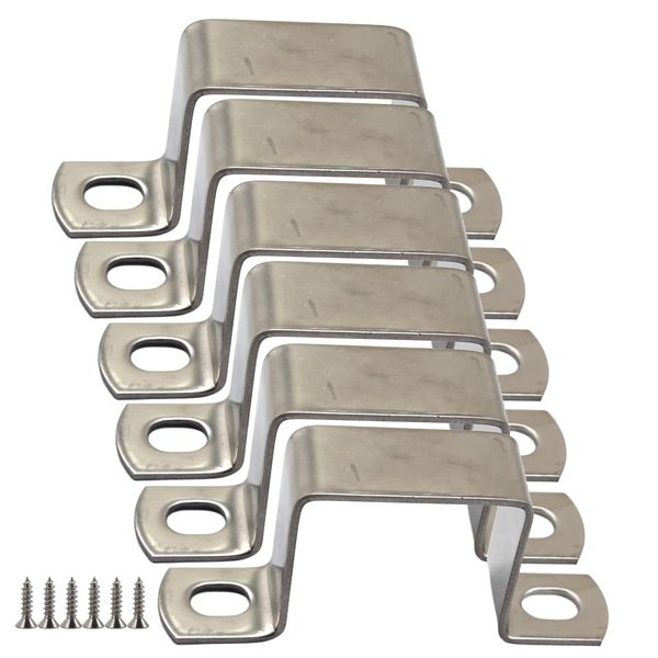 Faspiroty 6Pcs M50x50 Stainless Steel Square Pipe Clamps