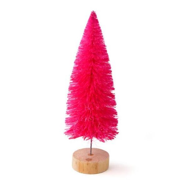 NEW!~Primitive~10" Hot Pink Bottle Brush Bristle Tree~Easter/Christmas/Spring