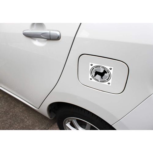 [M Size] MK-2 Design Nameplate Woodman Dog Sticker Lovely Dog Yorkshire Terrier Silhouette White Back