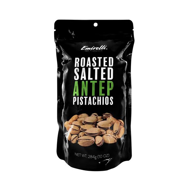 Emirelli Turkish Antep Pistachios in Shell, Roasted and Salted Intense Nuts, Non GMO Gluten Free Natural Vegan Healthy Snacks, Shelled Pistachios Remains Fresh with Resealable Bag (Pack of 1)