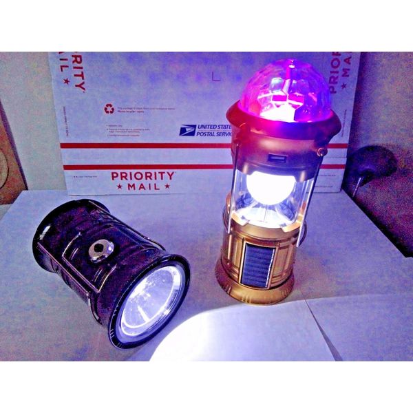 3 in 1 Solar Panel rechargeable outdoor camping Flashlight Lantern lamp & disco