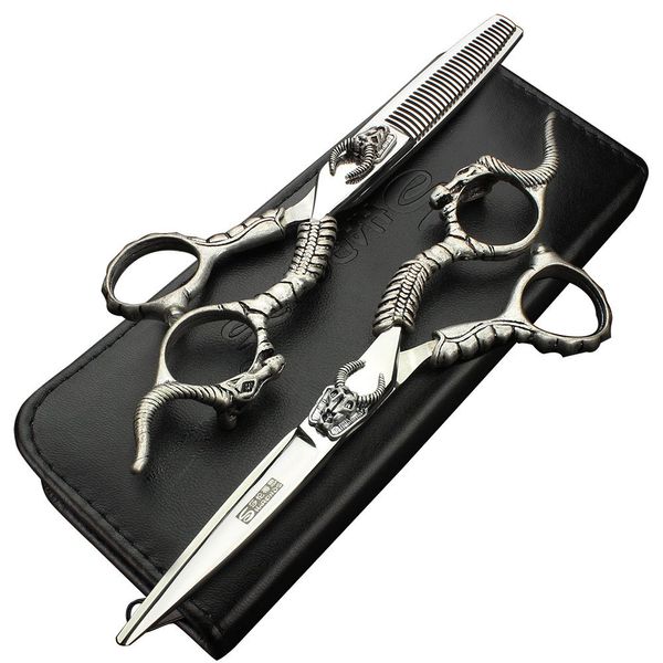 Professional hair scissors 5.5 inch 6 inch JAPAN 440C hairdressing cutting&thinning scissors barber shears (5.5 inch) (6 Zoll Anzug)