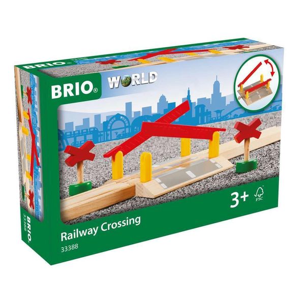 BRIO World 33388-4 Piece Railway Crossing Set | Fun and Interactive Wooden Train Accessory for Kids | Enhances Creativity and Motor Skills | FSC-Certified Eco-friendly Toy for Ages 3 and Up