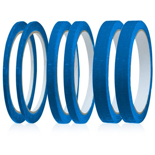 6 Rolls Blue Masking Tape, Fine Line Tapes Painters Tape Artist Masking Tape 3mm/7mm/12mm Widex22 Yard Writable Masking Tape Automotive Masking Tape Premium Masking Tape for Painting and Decorating