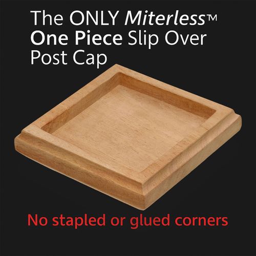 3.5" x 3.5" Wood ONE-Piece Slip Over Post Cap - Traditional Pyramid - 4 Pack - One-Piece Miterless - 3/8" Extended Lip - (for 4x4 Post Measuring 3-1/2" x 3-1/2")