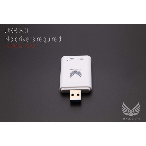 BLACK STORK SD & Micro SD Card Reader USB 3.0 Fast Copy Simultaneously 5GBps White