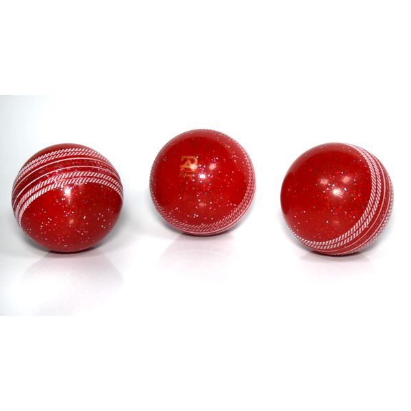 3 X Soft & Safe Glitter Cricket Balls For outdoor & indoors Rubber Cricket Ball With elegant Seam for Best Performing, Coaching & Practice (RED)