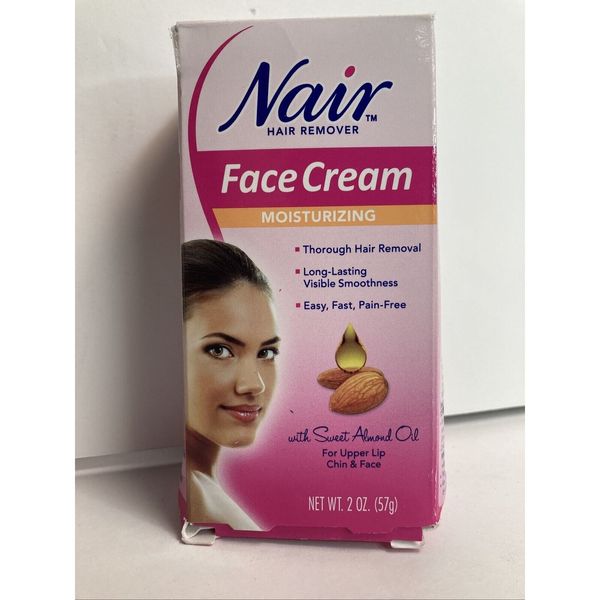 Nair Hair Remover Moisturizing Face Cream with Sweet Almond Oil, 2 oz Box Dented