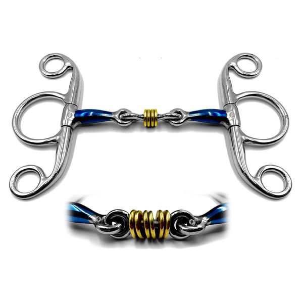 OTTE Blue Sweet Iron Elevator Horse Bit Snaffle with German Silver Rollers (6")