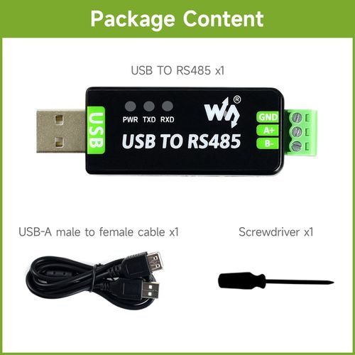 Waveshare Industrial USB to RS485 Converter with Original FT232RNL and SP485EEN Chips Automatic Transceiving Embedded Protection Circuits Such as Resettable Fuse ESD Protection and TVS Diode