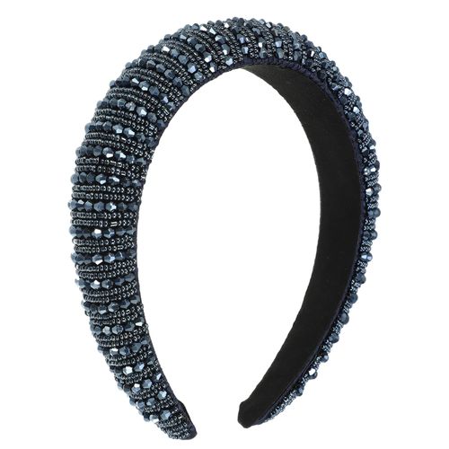VOCOSTE Crystal Headband, Rhinestone Hairband for Women, Navy Blue, 1.2 Inch Wide