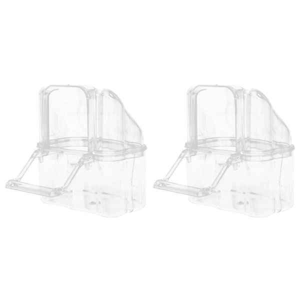 2 Pcs Pet Water Dispenser Parrot Feeder Transparent Bird Food Container