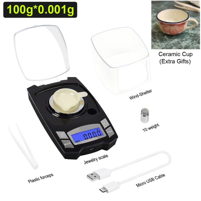 NEWACALOX Digital Milligram Jewelry Scale 0.001g Precision Electronic  Scales 200g/100g/50g Portable Lab Reload Powder Scales
