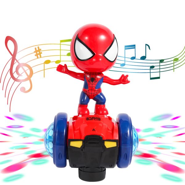 Dancing Robot Spider Toys Interactive Musical Super Hero Car Toy Flashing Lights Intelligent Interactive Educational Robot for Chirldent Day Birthday Gift Boys Girls Toddlers Age 3 4 5 6 7 8 (Red)